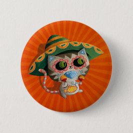 Mexicaanse kat met Sombrero Ronde Button 5,7 Cm