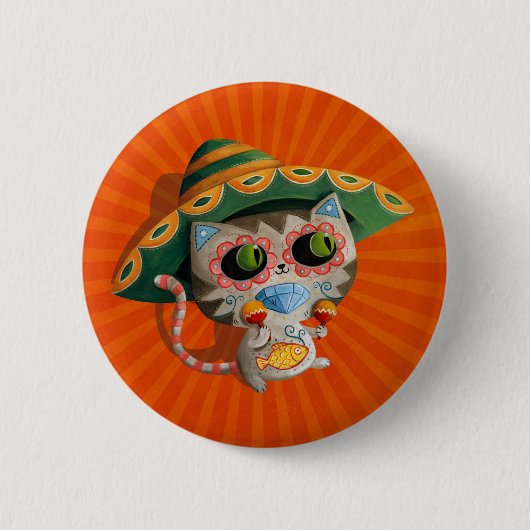 Mexicaanse kat met Sombrero Ronde Button 5,7 Cm (Voorkant)