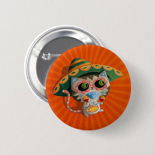 Mexicaanse kat met Sombrero Ronde Button 5,7 Cm (Voorkant /achterkant)