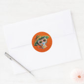 Mexicaanse Kat met Sombrero Ronde Sticker (Envelop)