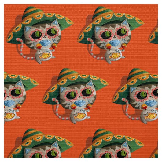 Mexicaanse kat met Sombrero Stof (Swatch)