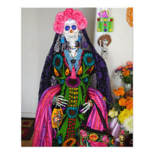 Mexicaanse katrina Sugar Skull voor Dag van de Doo Foto Afdruk