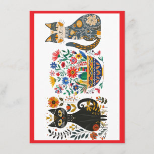 Mexicaanse katten en bloemen, feestdagenkaart