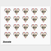 Mexicaanse katten en bloemen, hart sticker (Vel)