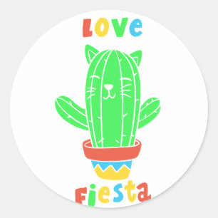 Mexicaanse kattencactus - Kies achtergrondkleur Ronde Sticker