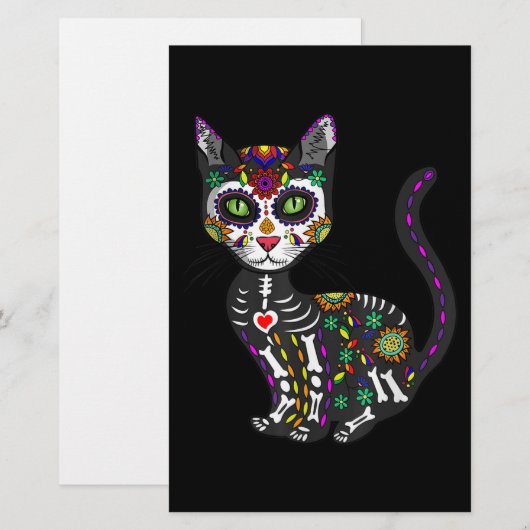 Mexicaanse kattenhalloween dag van de dood briefpapier (Voorkant / Achterkant)
