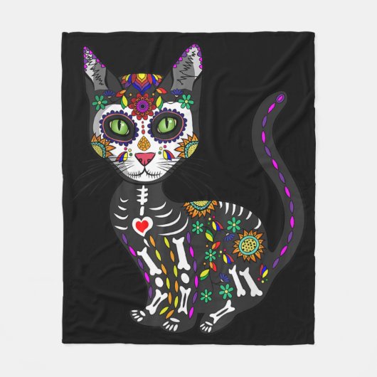 Mexicaanse kattenhalloween dag van de dood fleece deken (Voorkant)