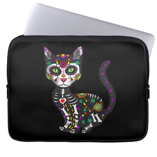 Mexicaanse kattenhalloween dag van de dood laptop sleeve (Voorkant)