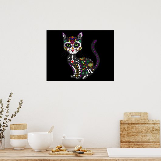 Mexicaanse kattenhalloween dag van de dood poster (Keuken)