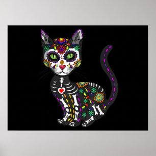 Mexicaanse kattenhalloween dag van de dood poster