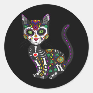 Mexicaanse kattenhalloween dag van de dood ronde sticker