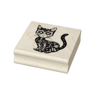 Mexicaanse kattenhalloween dag van de dood rubberstempel