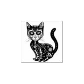 Mexicaanse kattenhalloween dag van de dood rubberstempel (Afrduk)