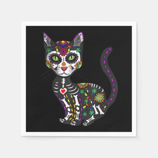 Mexicaanse kattenhalloween dag van de dood servet (Voorkant)