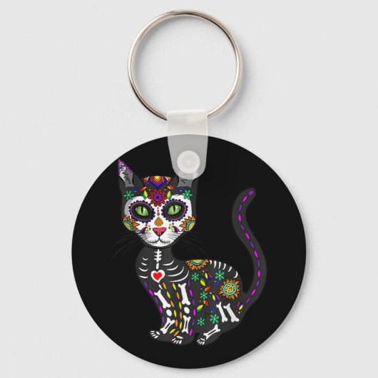 Mexicaanse kattenhalloween dag van de dood sleutelhanger (Voorkant)