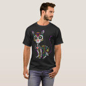 Mexicaanse kattenhalloween dag van de dood t-shirt (Voorkant volledig)