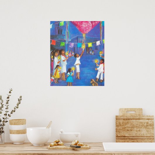 Mexicaanse kerst, kinderen en pinatas poster (Keuken)
