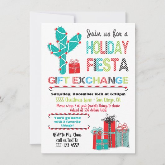 Mexicaanse kerstcadeaubeurs Fiesta Kaart (Voorkant)