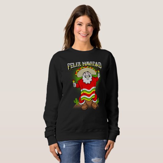 Mexicaanse kerstman Feliz Navidad Ugly Kerstmis S Trui (Voorkant volledig)