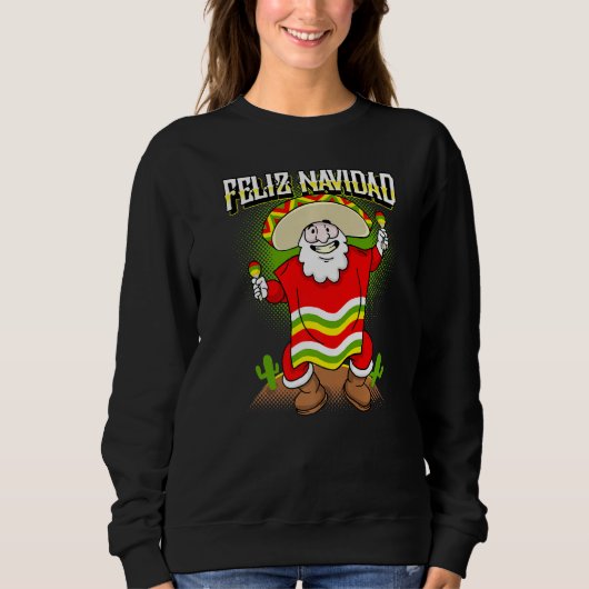 Mexicaanse kerstman Feliz Navidad Ugly Kerstmis S Trui (Voorkant)