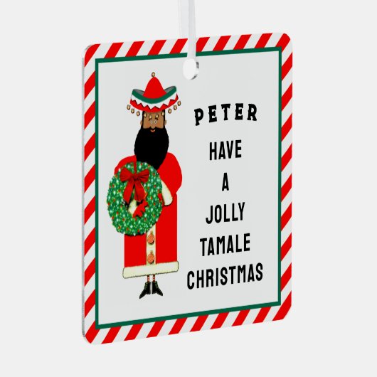 Mexicaanse kerstman metalen ornament (Voorkant Rechts)