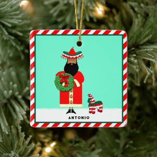 Mexicaanse Kerstman Prettig Kerstfeest Keramisch Ornament (Boom)