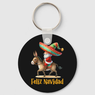 Mexicaanse Kerstman rijdt op ezel Kerstmis Navidad Sleutelhanger