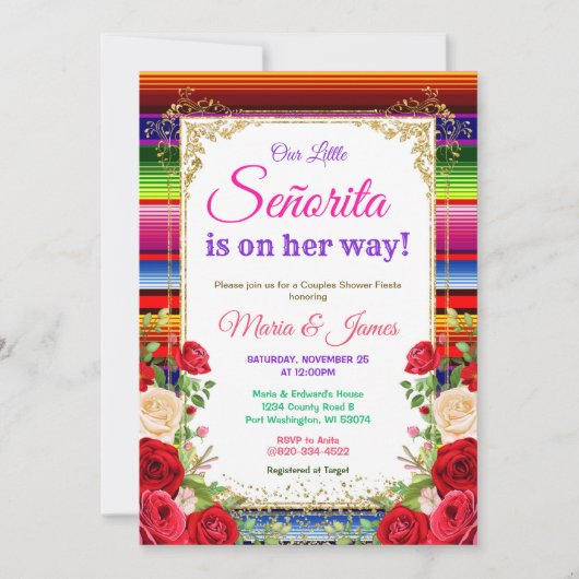 Mexicaanse Kleurrijke Bloemen Fiesta Couples douch Kaart (Voorkant)