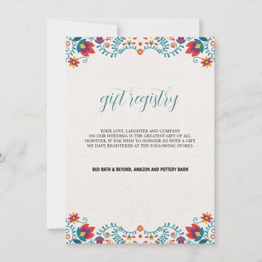 Mexicaanse Kleurrijke Bloemen Huwelijkscadeau Regi (Voorkant)