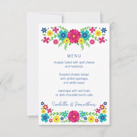 Mexicaanse kleurrijke bloemen menu (Voorkant)