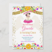 Mexicaanse kleurrijke bloemen met gouden glitter kaart (Voorkant)