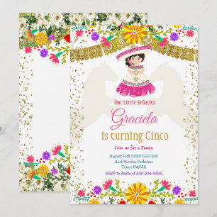 Mexicaanse kleurrijke bloemen met gouden glitter kaart