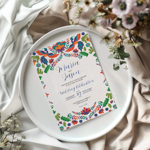 Mexicaanse kleurrijke botanische esthetische boda kaart