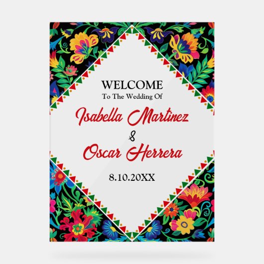 Mexicaanse kleurrijke bruiloft acryl bord (Voorkant)
