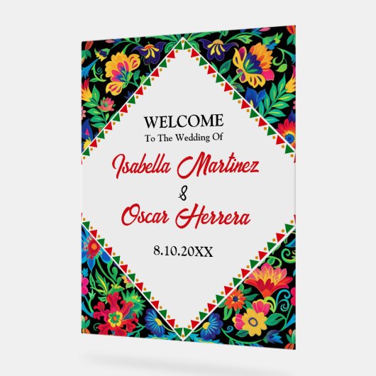 Mexicaanse kleurrijke bruiloft acryl bord (Hoek)