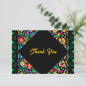 Mexicaanse kleurrijke bruiloft bedankkaart (Staand voorkant)