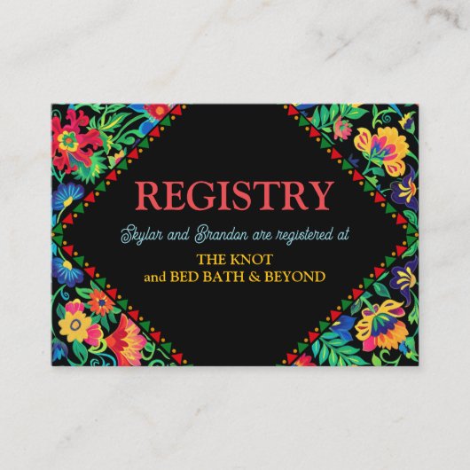 Mexicaanse kleurrijke bruiloft register informatiekaartje (Voorkant)