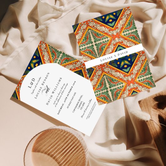 Mexicaanse kleurrijke bruiloft uitnodiging