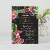 Mexicaanse kleurrijke Fiesta Floral 5e verjaardag Kaart (Staand voorkant)