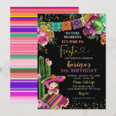 Mexicaanse kleurrijke Fiesta Floral 5e verjaardag Kaart (Voorkant / Achterkant)