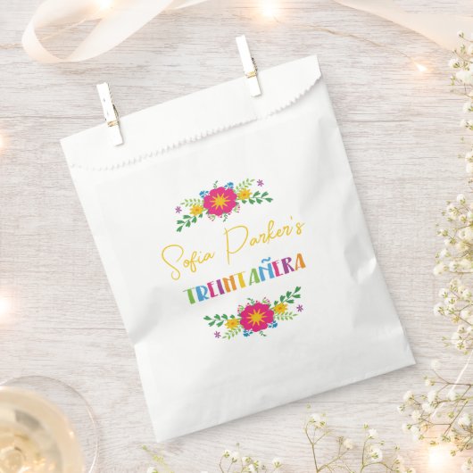 Mexicaanse kleurrijke Fiesta floral Treintañera Bedankzakje (Geknipt)