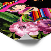Mexicaanse kleurrijke Fiesta Floral Verjaardag Gas Poster (Hoek)