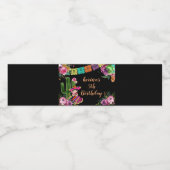 Mexicaanse kleurrijke Fiesta Floral Verjaardag Waterfles Etiket (Enkel label)