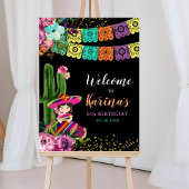 Mexicaanse kleurrijke Fiesta Floral Verjaardag Wel Poster