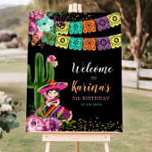 Mexicaanse kleurrijke Fiesta Floral Verjaardag Wel Poster