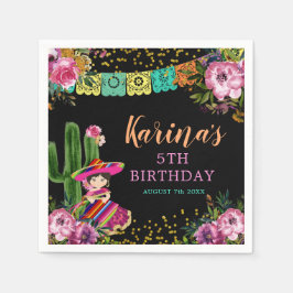 Mexicaanse kleurrijke Fiesta Floral Verjaardagspap Servet