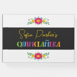 Mexicaanse kleurrijke Fiesta Quinceañera bloemen Gastenboek