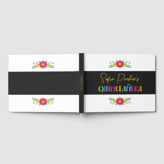 Mexicaanse kleurrijke Fiesta Quinceañera bloemen Gastenboek (Volledig)