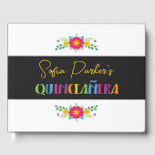 Mexicaanse kleurrijke Fiesta Quinceañera bloemen Gastenboek (Voorkant)