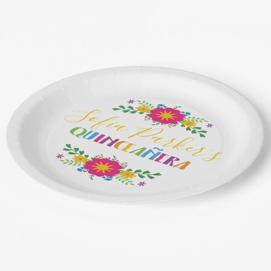 Mexicaanse kleurrijke Fiesta Quinceañera Papieren Bordje (Gekanteld)
